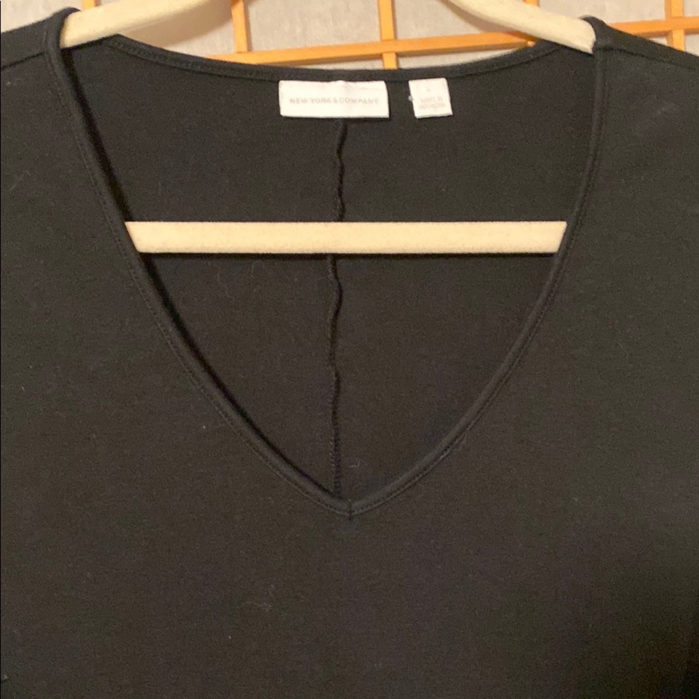 New York & Co Black Cap Sleeve A-line dress 100 % cotton size L - Picture 4 of 8